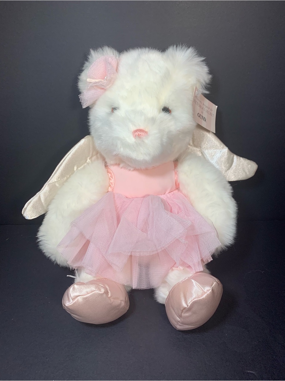 GUND Victoria's Secret White Pink Angel Ballerina Teddy Bear  13” w/ TAGS